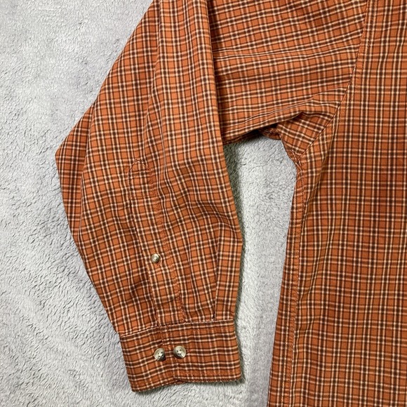 Columbia Shirt Men Large Orange Plaid Button Down Long Sleeve Pocket Preppy READ - Picture 9 of 16